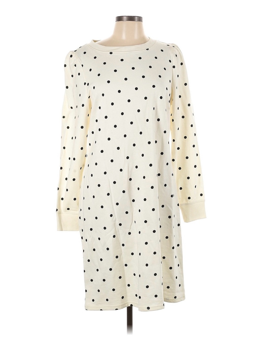 Talbots Off-white Sweater Dress with Black Polka Dots